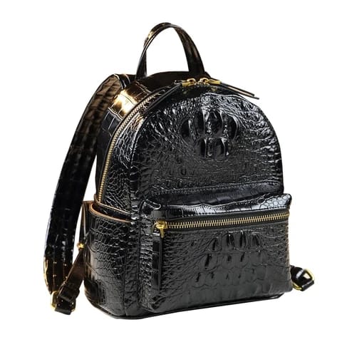 Genuine Leather Crocodile Pattern Women Backpack