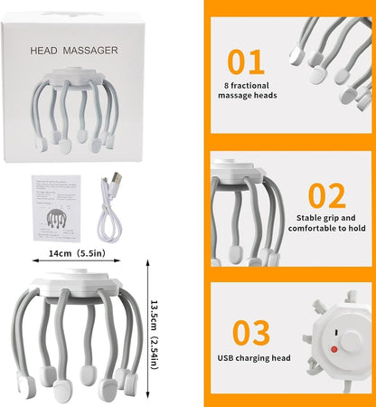 جهاز تدليك فروة الرأس مع 8 نقاط اتصال اهتزازية