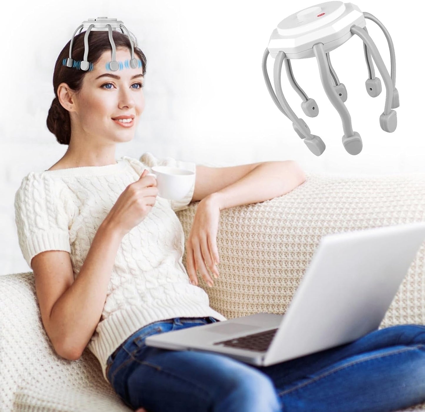 جهاز تدليك فروة الرأس مع 8 نقاط اتصال اهتزازية