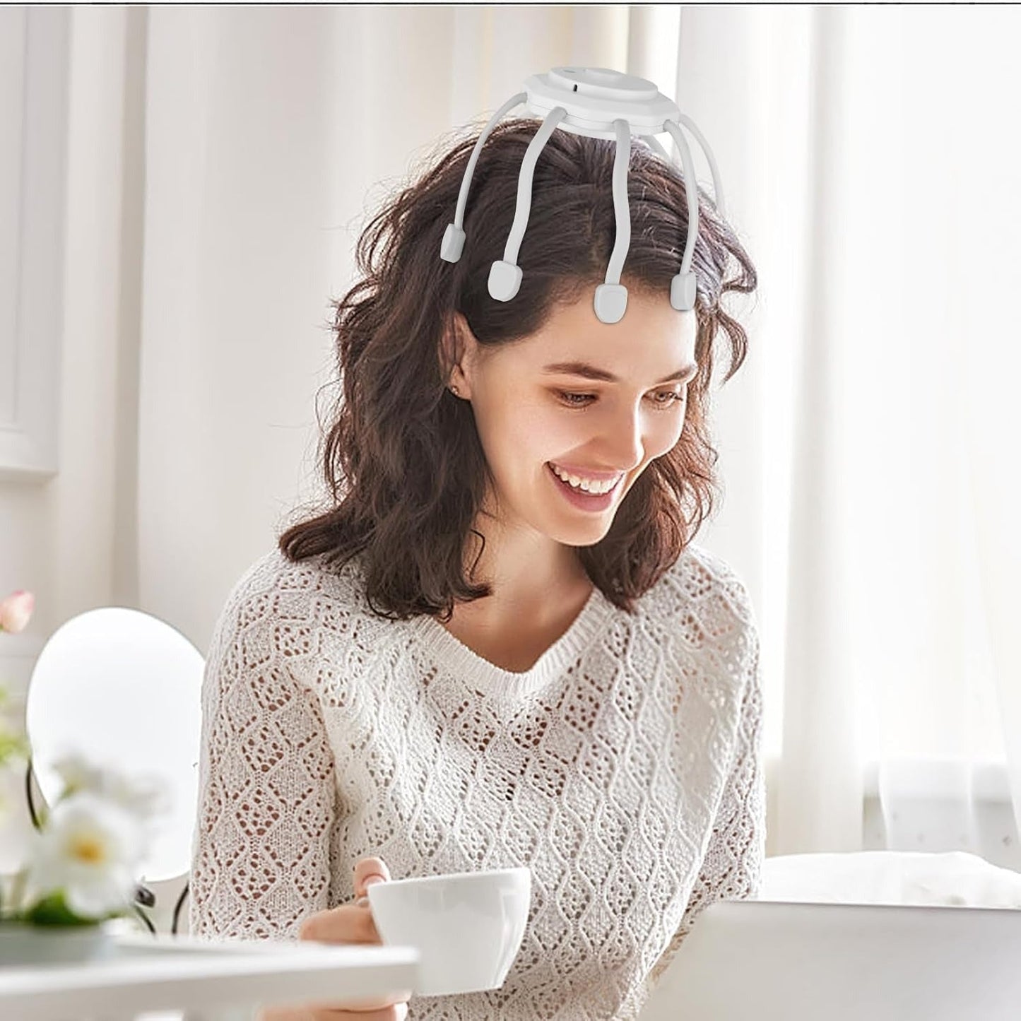 جهاز تدليك فروة الرأس مع 8 نقاط اتصال اهتزازية