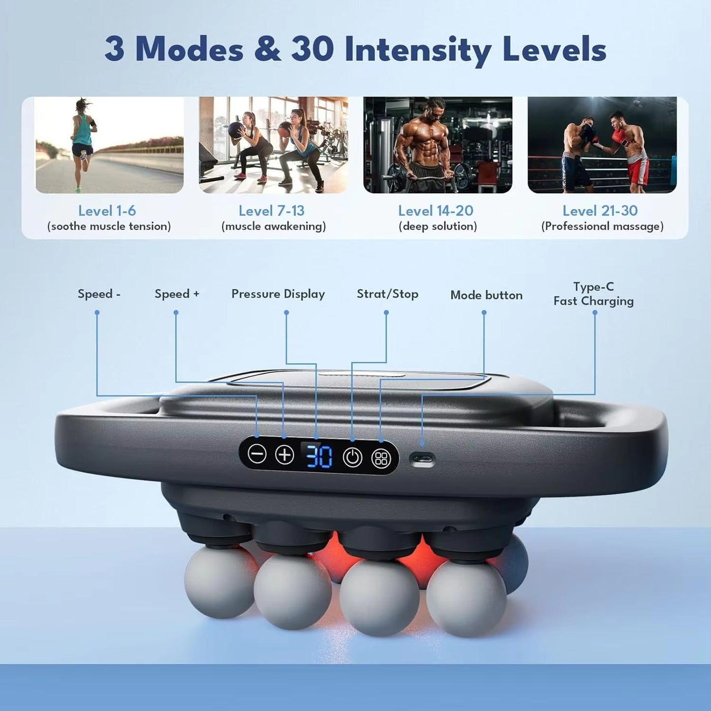 8 Head Massage Gun for Back, Shoulders, Legs, & Muscle Pain Relief