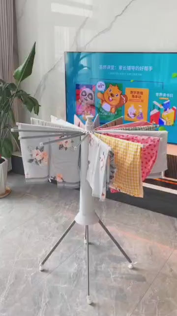 Foldable 360° Rotating Clothes Drying Stand | Aluminum Tripod Laundry Rack